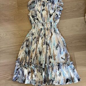 Aqua Girls Blue and Tan Ruffle Dress